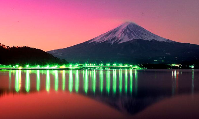 ≪Lake Kawaguchi Ohashi Bridge and Mount Fuji≫